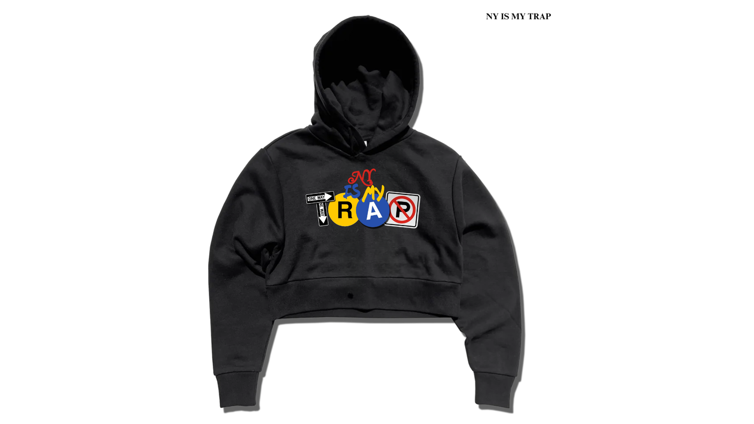 ny is my trap womens black crop top hoodie
